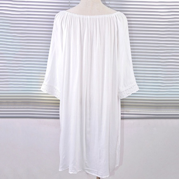 Boho White Tassel Fringe Tunic Beach Coverup - Picture 4 of 6